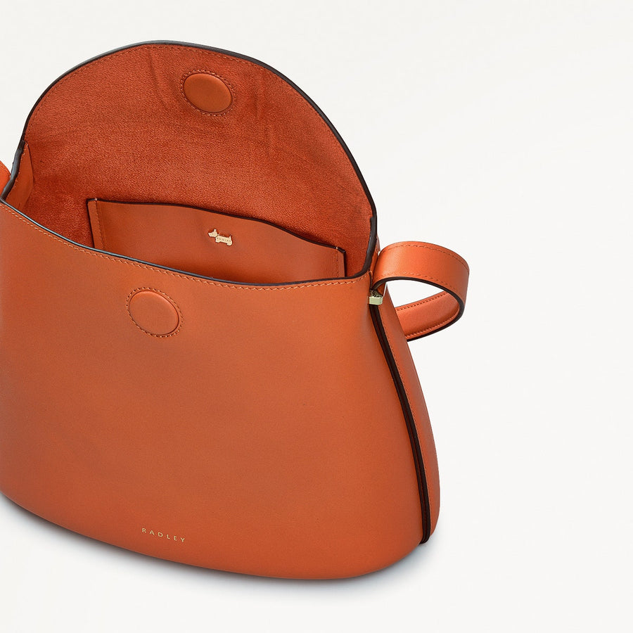 Lattimer Place Leather Small Flapover Cross Body Bag in Orange Peel - 111434