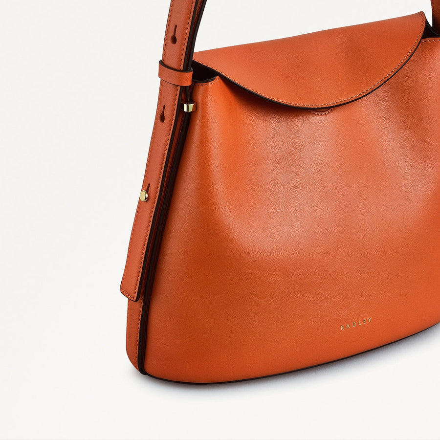 Lattimer Place Leather Small Flapover Cross Body Bag in Orange Peel - 111434