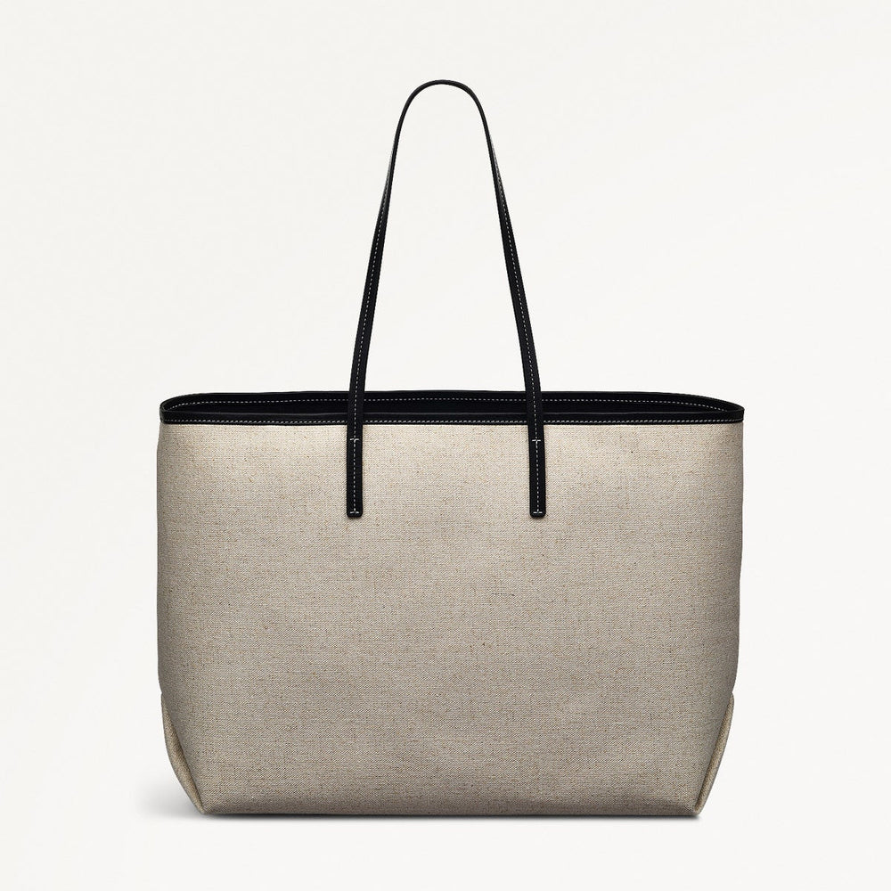 Sutherland Row Fabric Large Open Top Tote Bag in Black - 111445