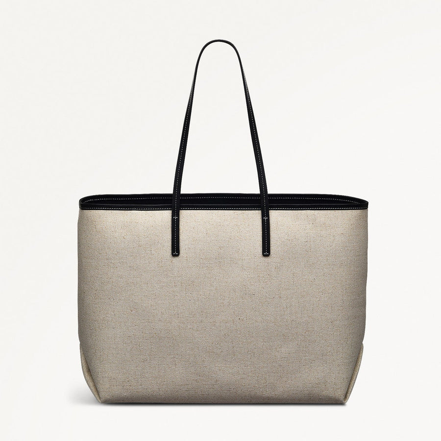 Sutherland Row Fabric Large Open Top Tote Bag in Black - 111445