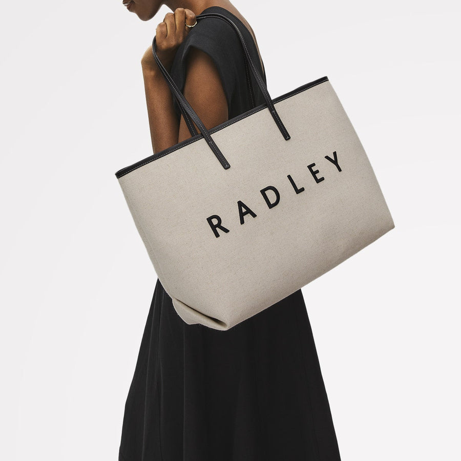 Sutherland Row Fabric Large Open Top Tote Bag in Black - 111445