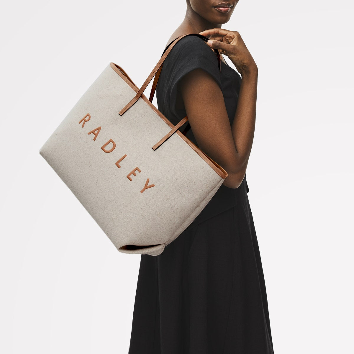 Sutherland Row Fabric Large Open Top Tote Bag in Saddle - 111446