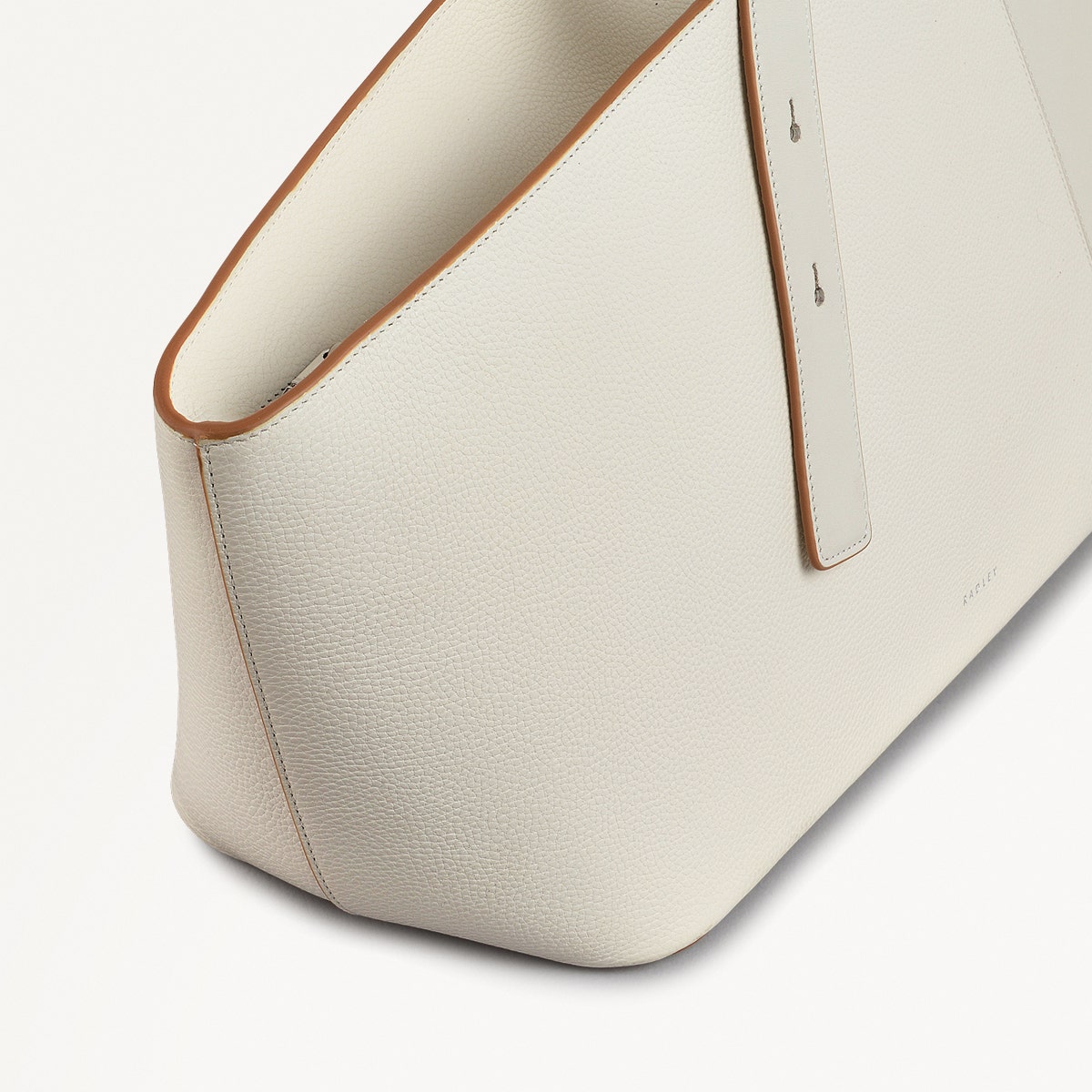 Freda Lane Leather Large Ziptop Shoulder Bag in Chalk - 111447
