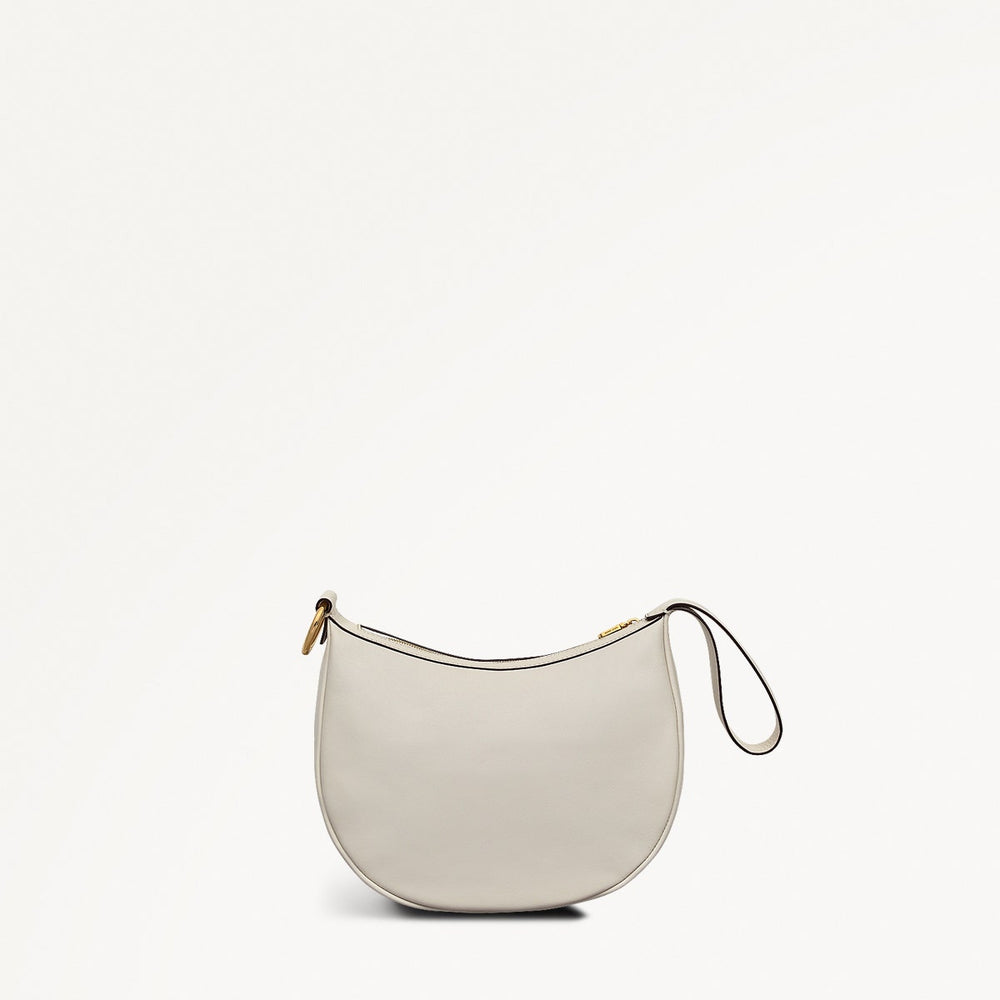 The Harrington Leather Medium Ziptop Clutch Bag in Chalk - 111453