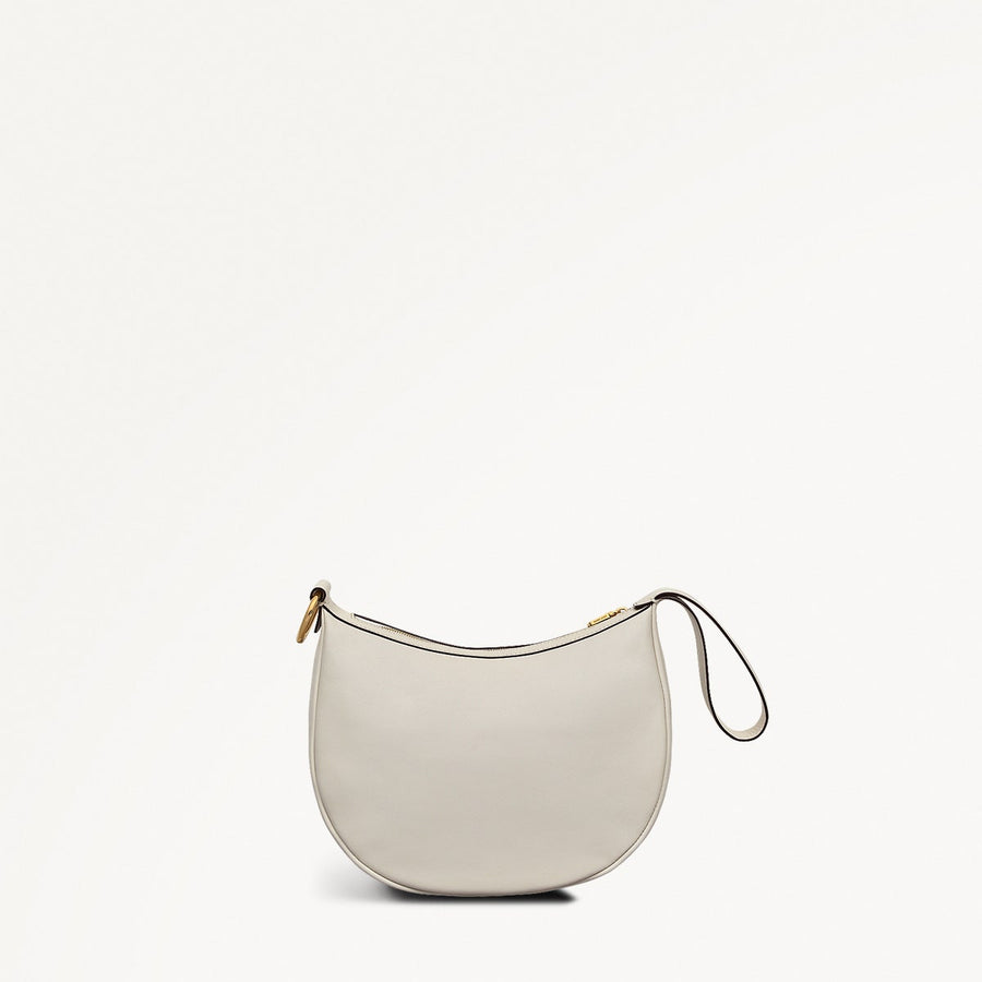 The Harrington Leather Medium Ziptop Clutch Bag in Chalk - 111453