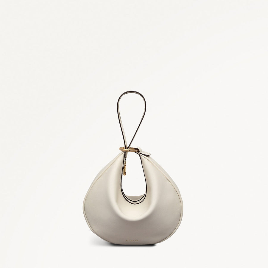 The Harrington Leather Medium Ziptop Clutch Bag in Chalk - 111453