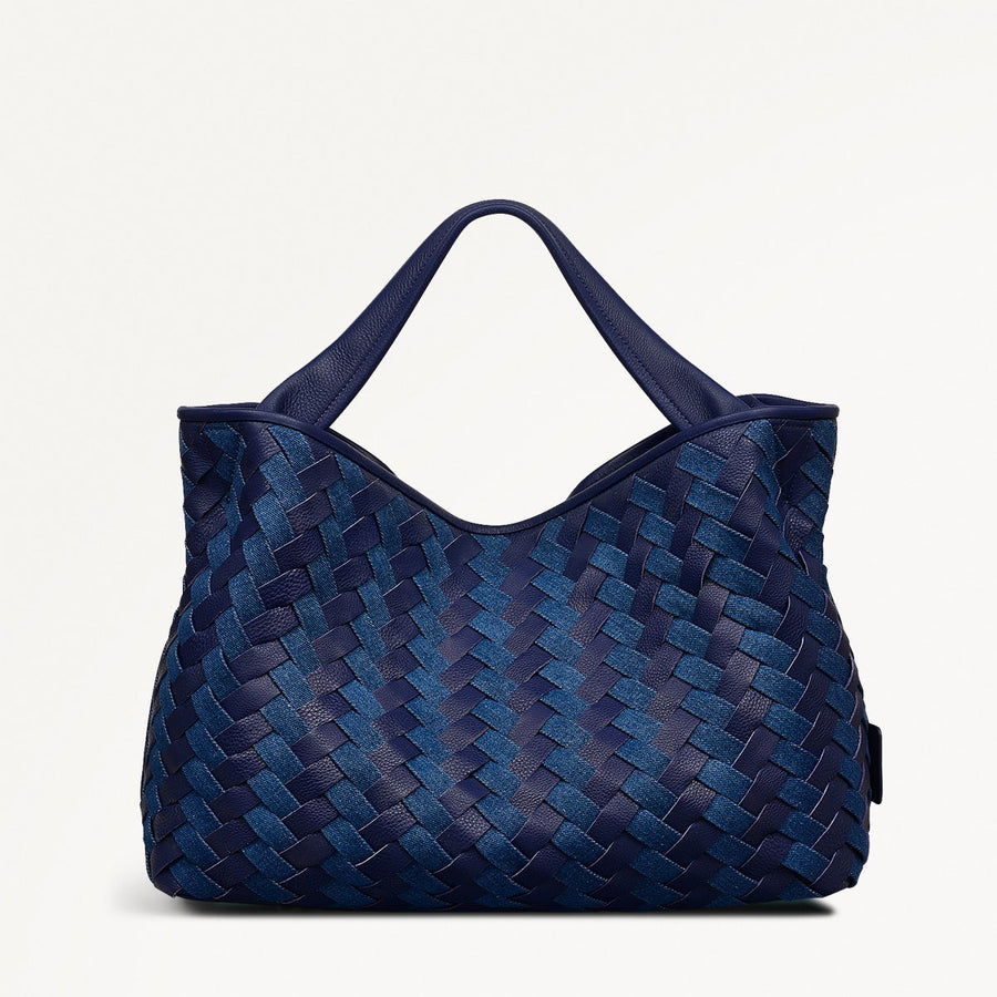 Devonshire Row Leather Large Open Top Grab Bag in Evenfall - 111454