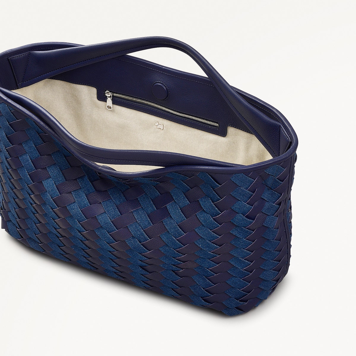 Devonshire Row Leather Large Open Top Grab Bag in Evenfall - 111454