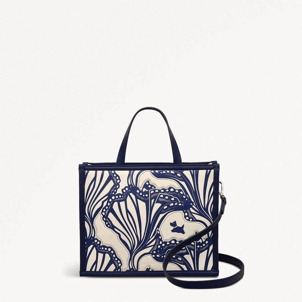 Under The Sea Leather Small Ziptop Grab Bag in Chalk - 111456