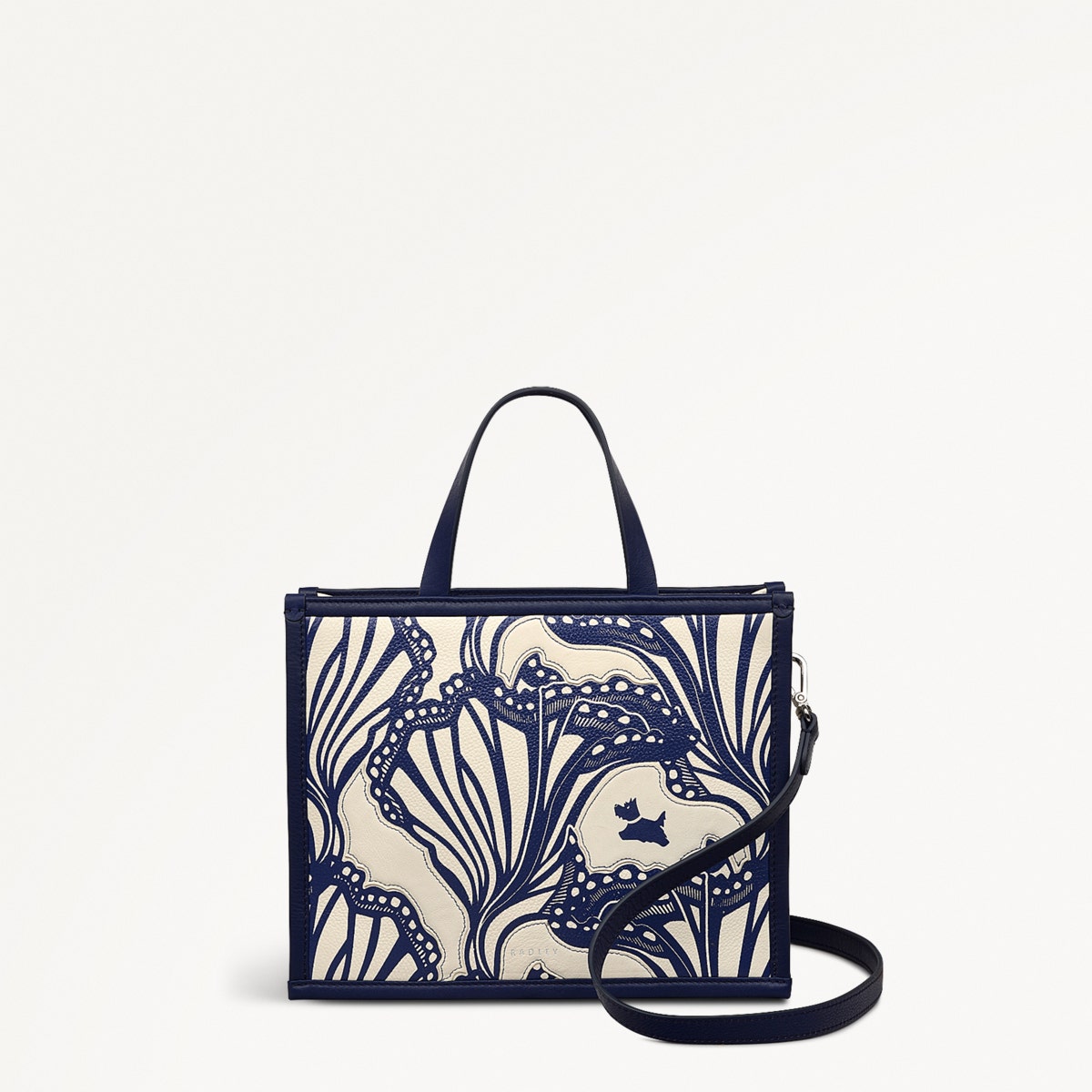 Under The Sea Leather Small Ziptop Grab Bag in Chalk - 111456