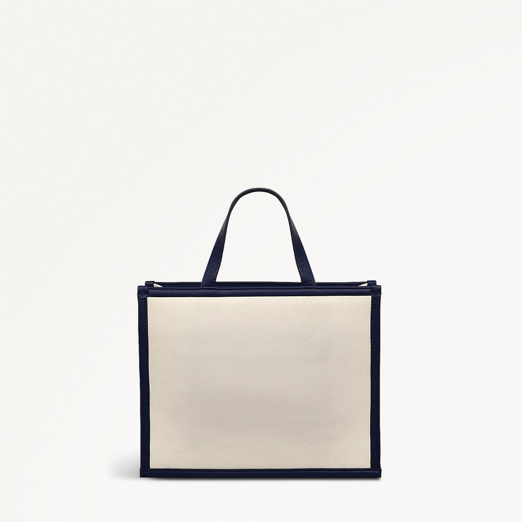 Under The Sea Leather Small Ziptop Grab Bag in Chalk - 111456