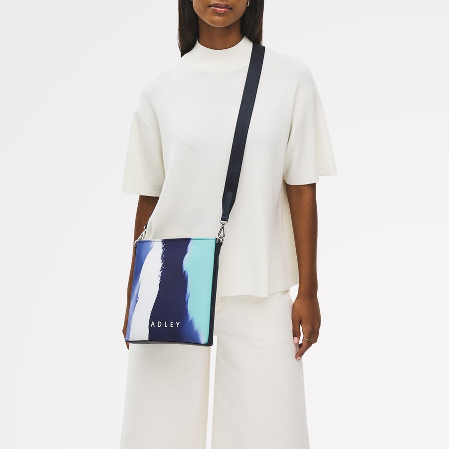 Southwell Gardens Fabric Small Ziptop Cross Body Bag in Ink - 111459