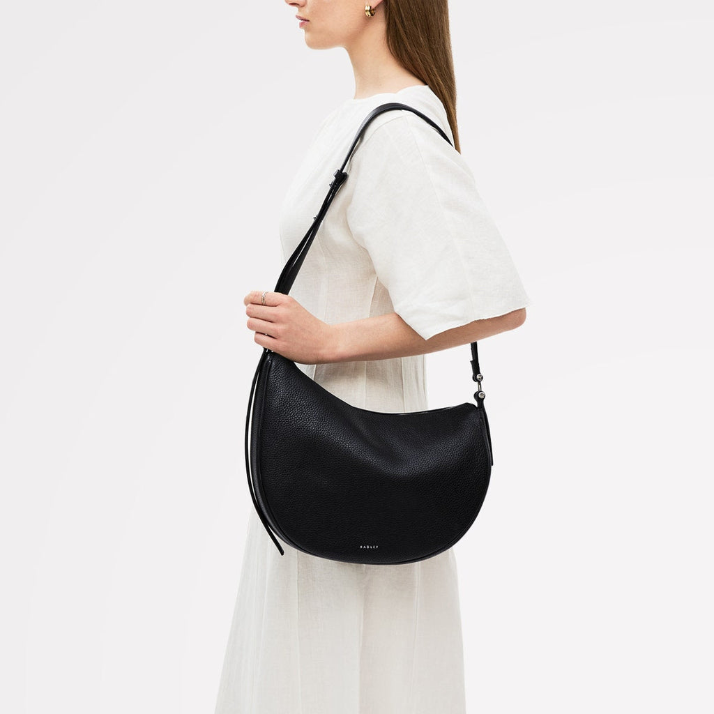 Pemberton Row Leather Large Ziptop Cross Body Bag in Black - 111460