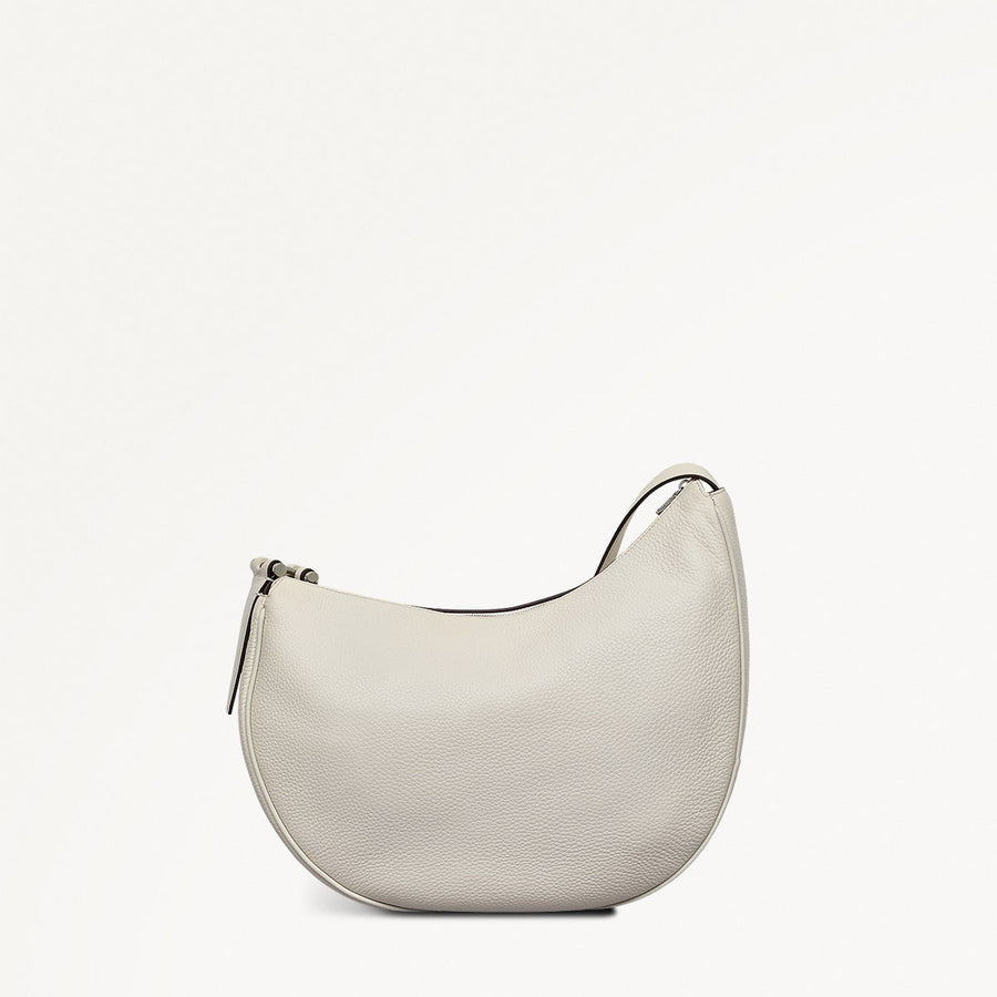 Pemberton Row Leather Large Ziptop Cross Body Bag in Chalk - 111461