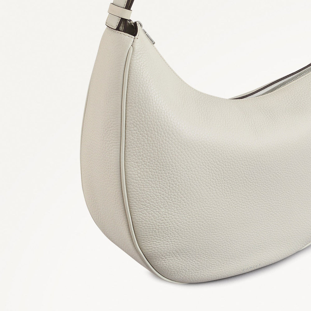 Pemberton Row Leather Large Ziptop Cross Body Bag in Chalk - 111461