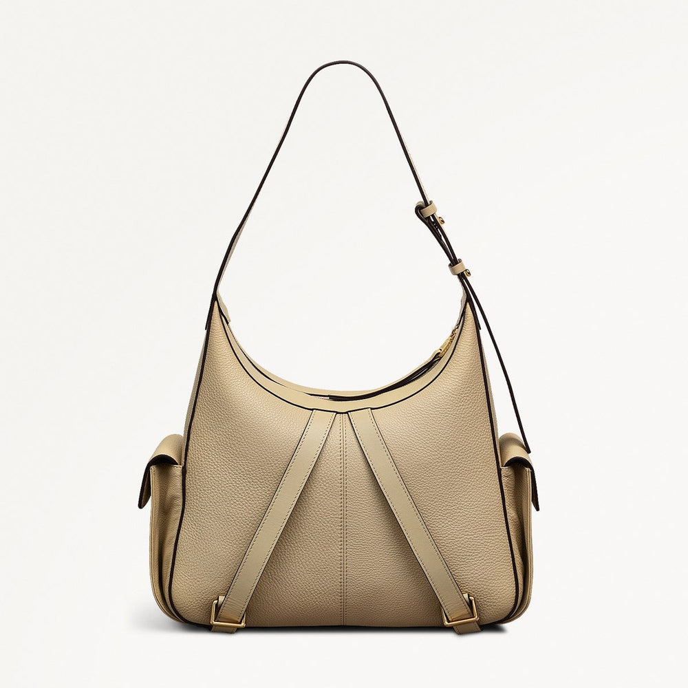 The Fitzrovia Leather Small Ziptop Backpack in Stone - 111465