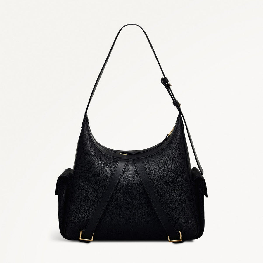 The Fitzrovia Leather Small Ziptop Backpack in Black - 111466