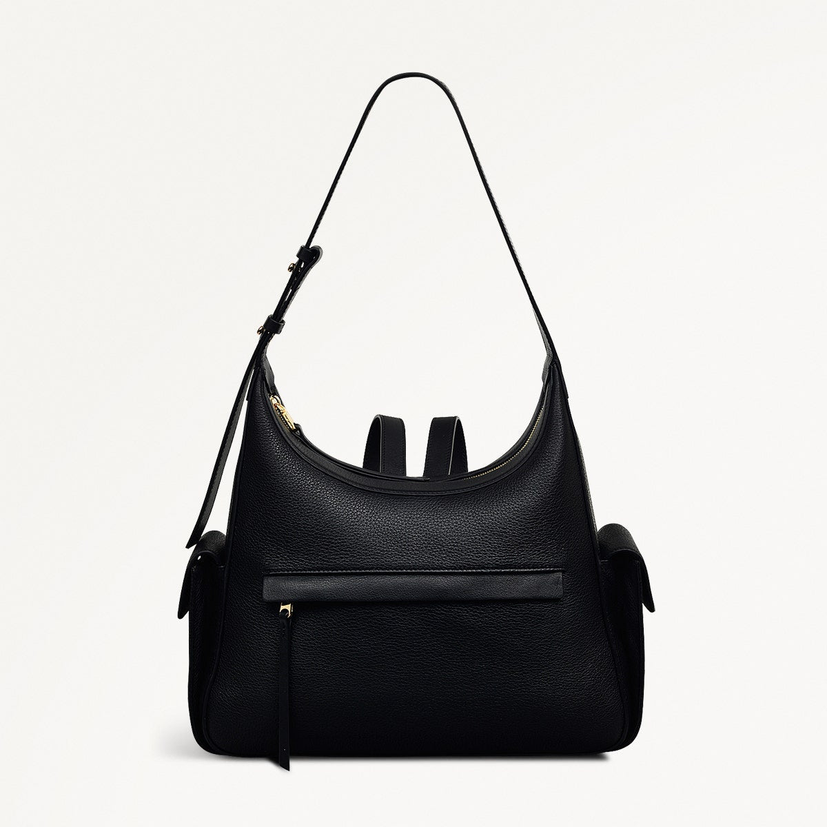 The Fitzrovia Leather Small Ziptop Backpack in Black - 111466