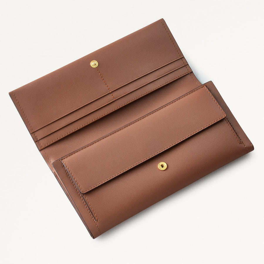 Heritage Lane Leather Large Flapover Purse in Saddle - 111467