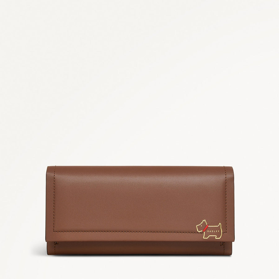 Heritage Lane Leather Large Flapover Purse in Saddle - 111467