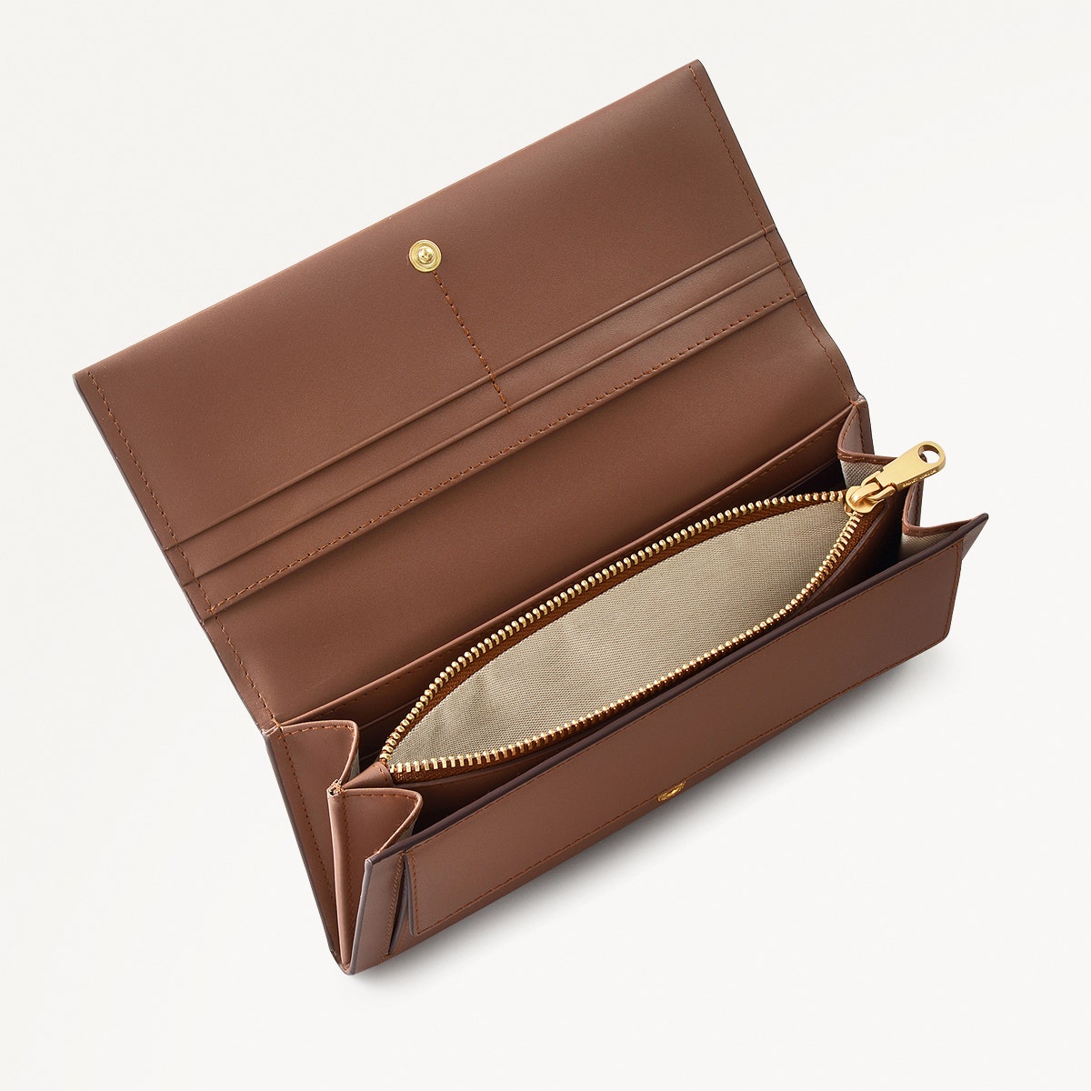 Heritage Lane Leather Large Flapover Purse in Saddle - 111467