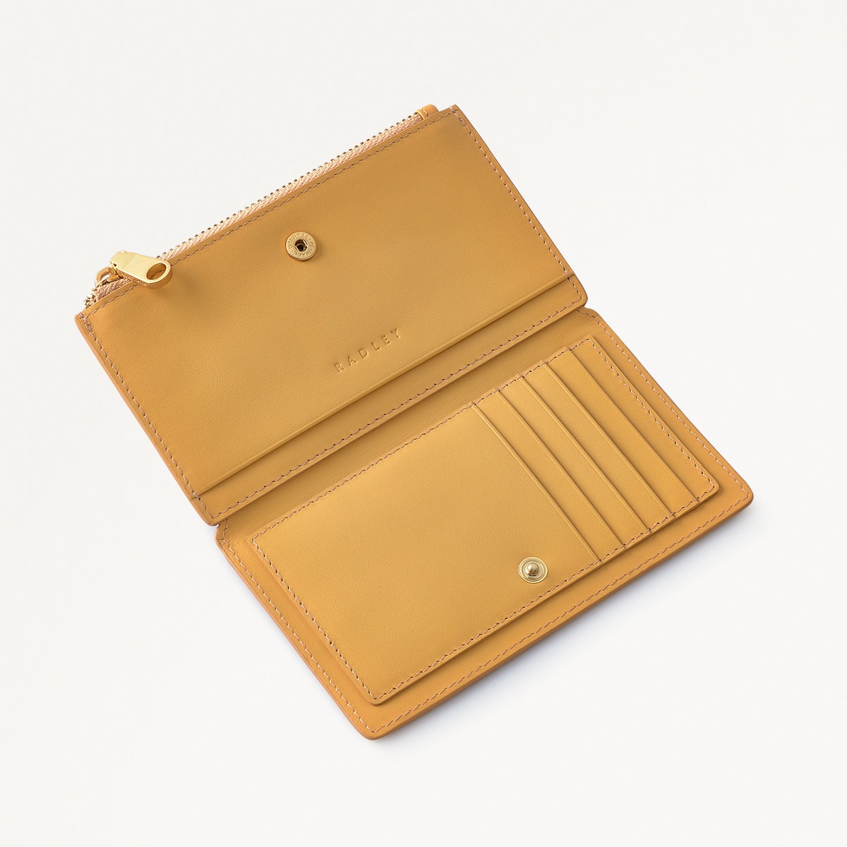 Coin Street Leather Medium Ziptop Wallet in Pecan - 111484