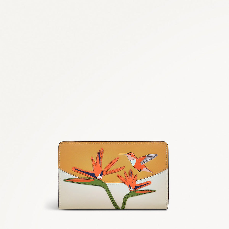 Bird Of Paradise Leather Medium Bifold Wallet in Chalk - 111486