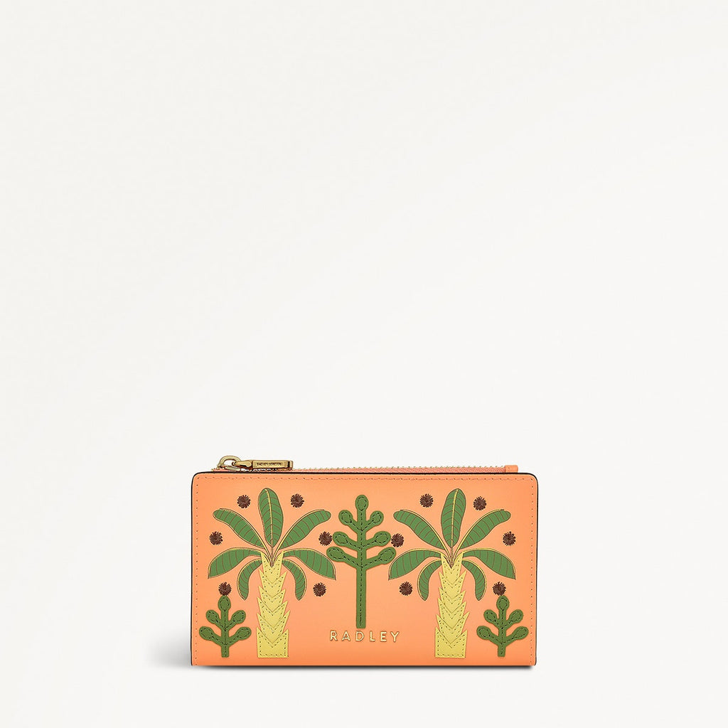 Coin Street Leather Medium Ziptop Wallet in Peach Cobbler - 111490