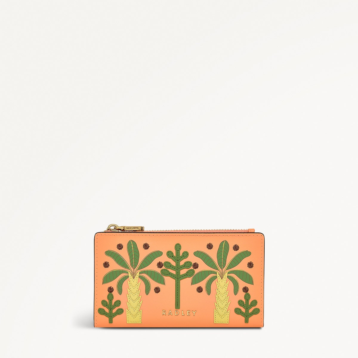 Coin Street Leather Medium Ziptop Wallet in Peach Cobbler - 111490