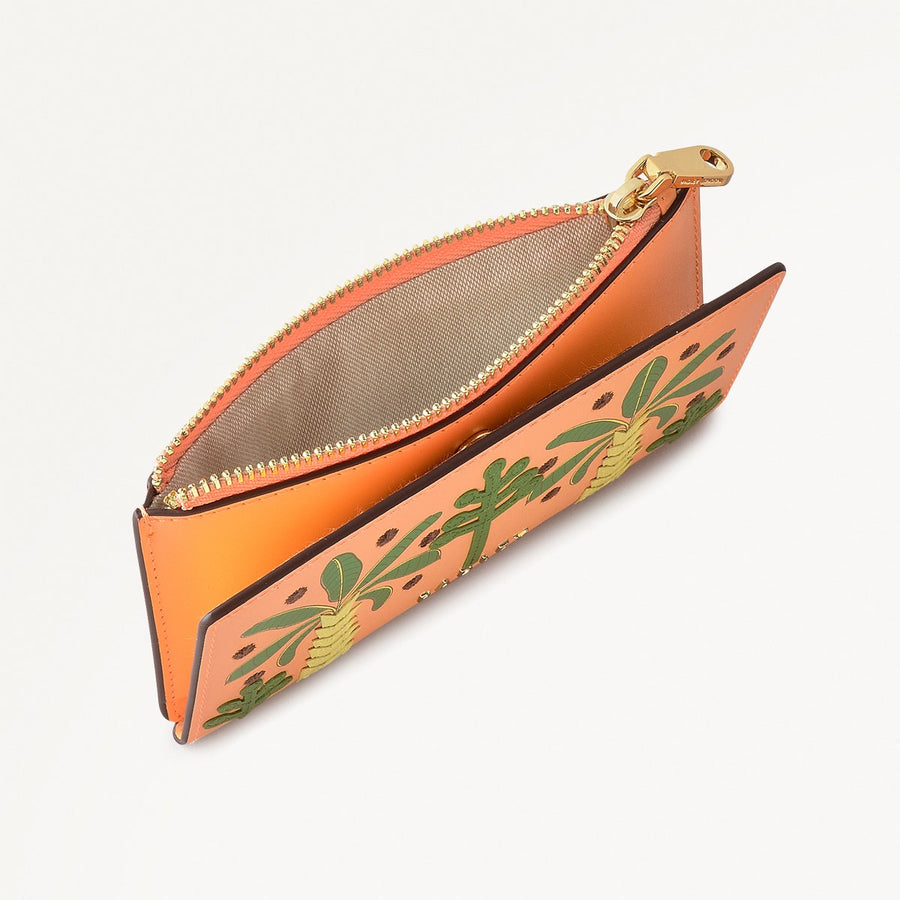 Coin Street Leather Medium Ziptop Wallet in Peach Cobbler - 111490