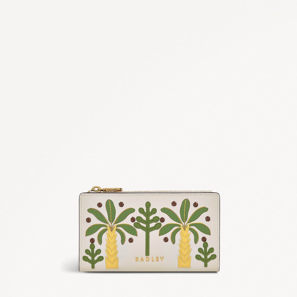 Coin Street Leather Medium Ziptop Wallet in Chalk - 111492