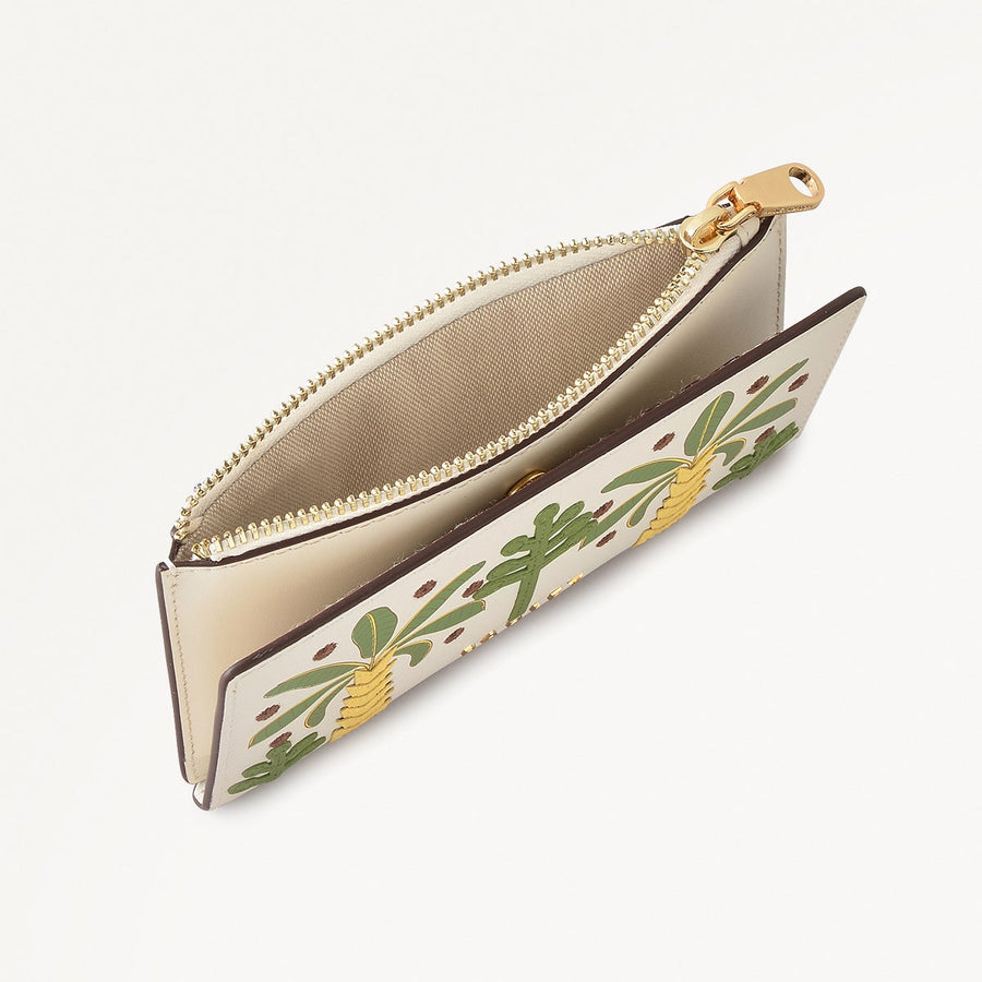 Coin Street Leather Medium Ziptop Wallet in Chalk - 111492