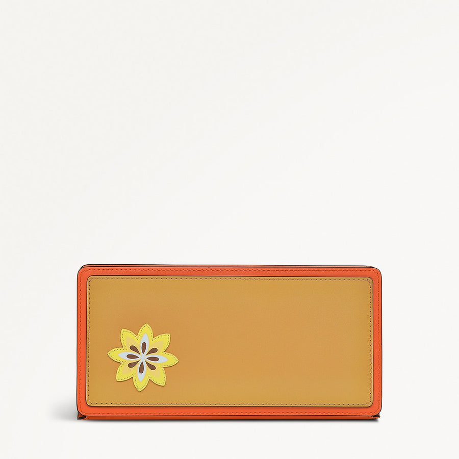 Coin Street Leather Large Bifold Wallet in Orange Peel - 111494