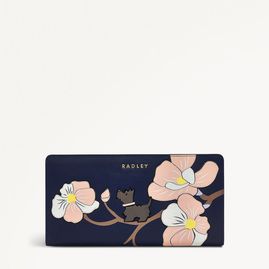 RADLEY London Floral Street Stitch Large Bifold Wallet In Rust | Grained Leather With Quilted Floral Design