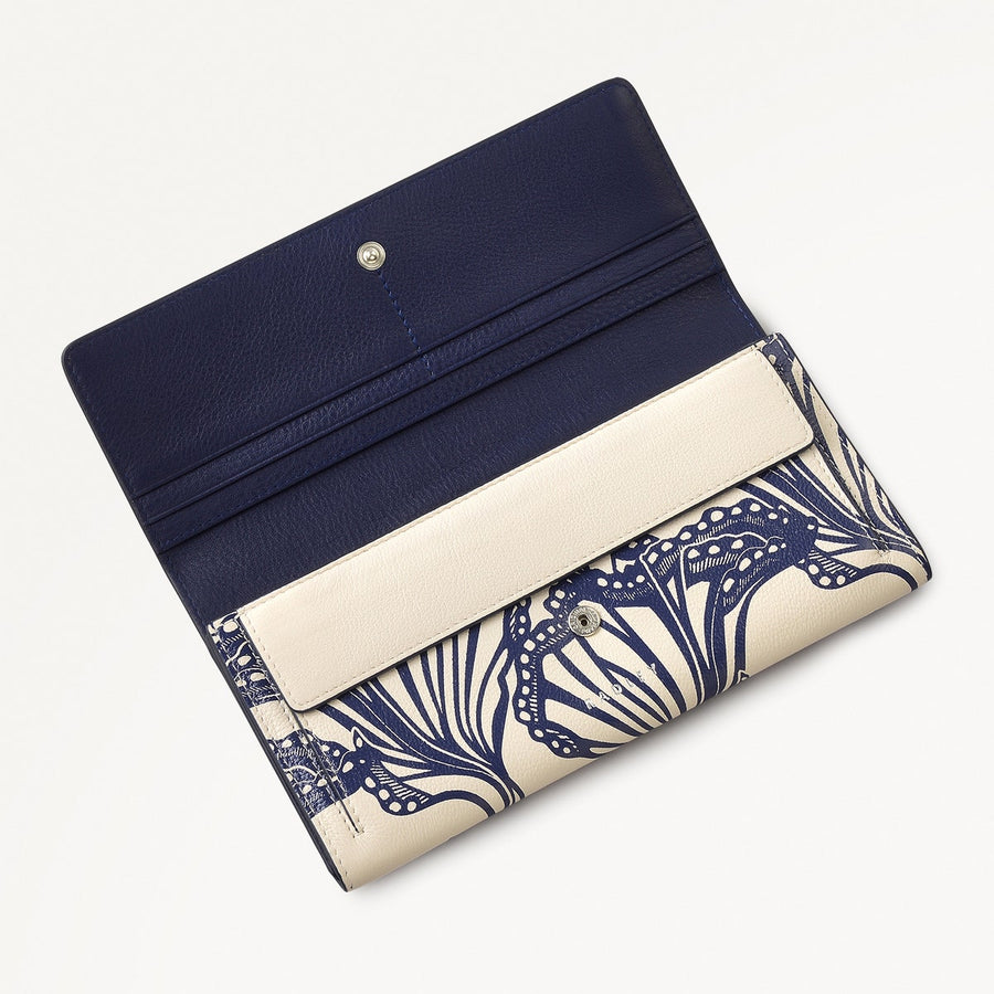 Under The Sea Leather Large Flapover Wallet in Chalk - 111505