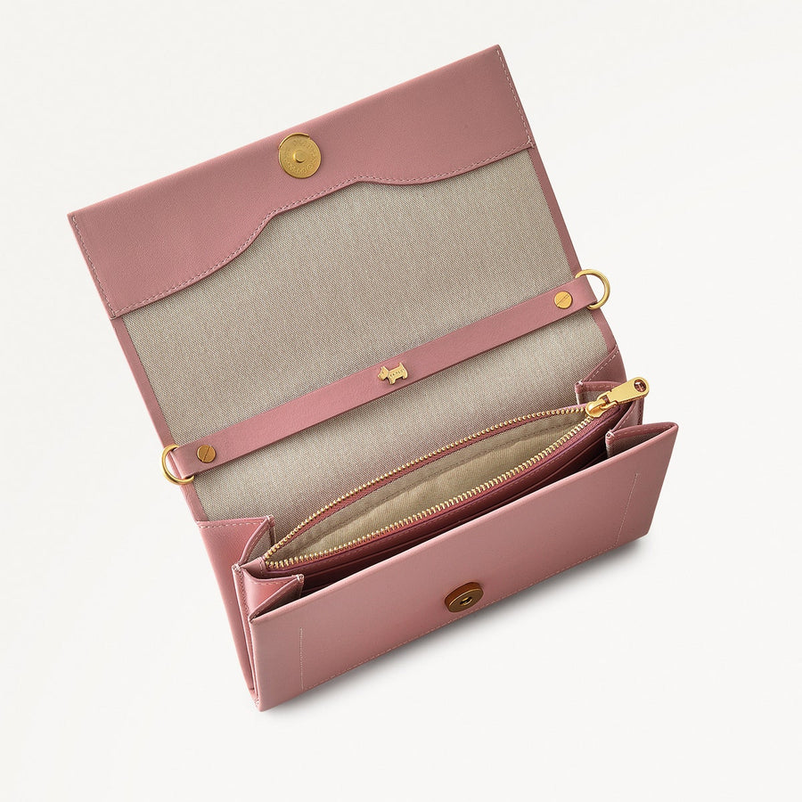 The Kensal Leather Large Phone Cross Body Bag in French Rose - 111512