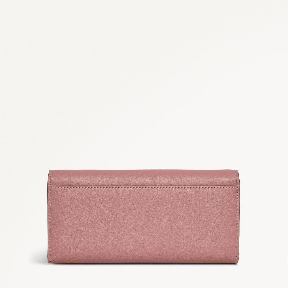 The Kensal Leather Large Flapover Wallet in French Rose - 111514