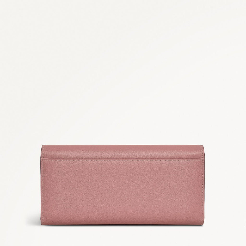 The Kensal Leather Large Flapover Wallet in French Rose - 111514