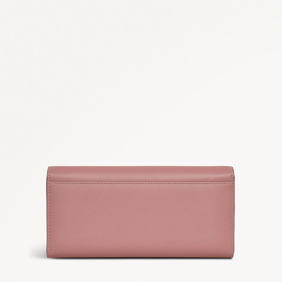 The Kensal Leather Large Flapover Wallet in French Rose - 111514