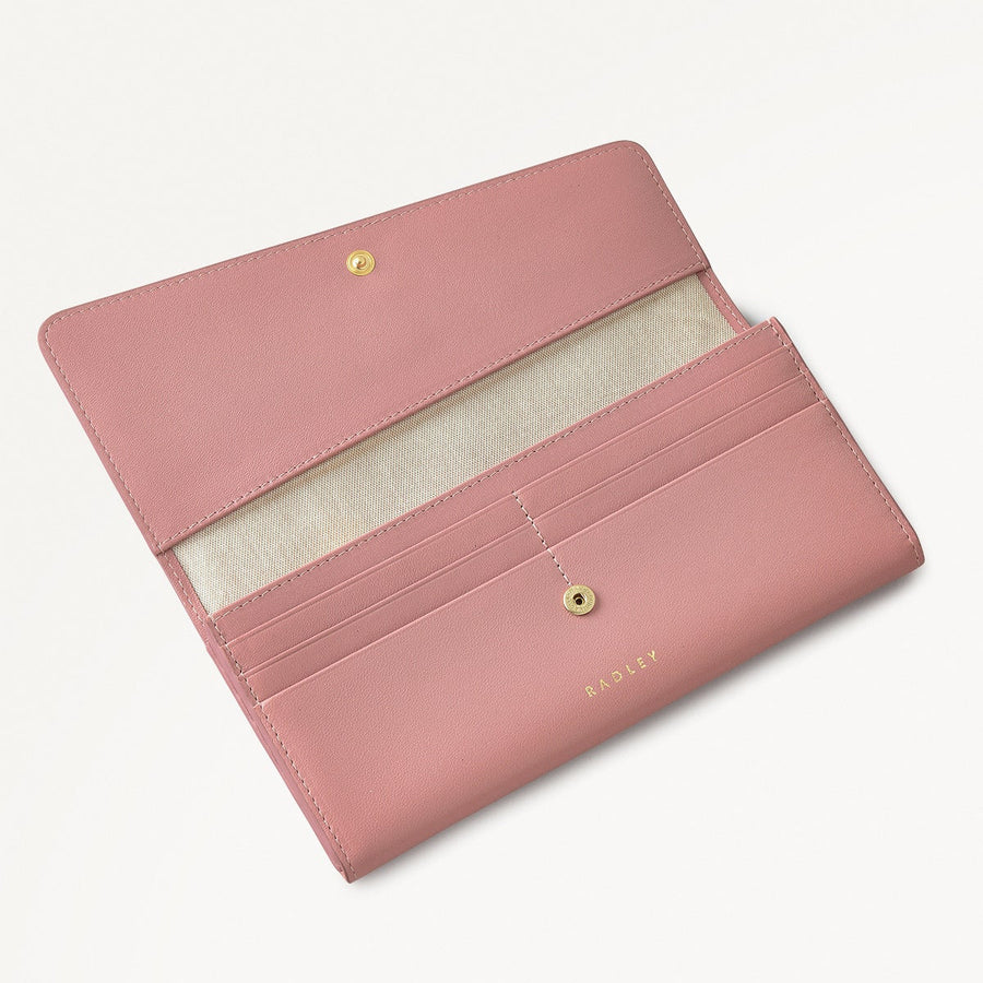 The Kensal Leather Large Flapover Wallet in French Rose - 111514