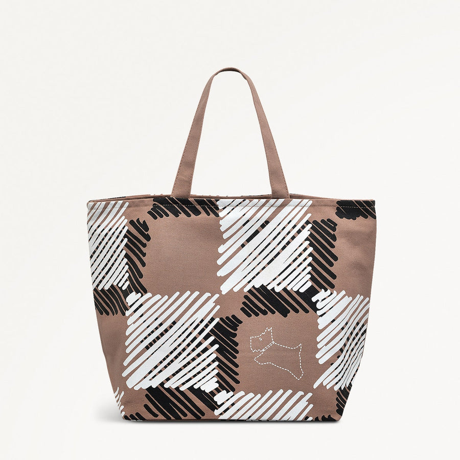 Check Me Out Fabric Small Ziptop Crook in Latte - 111546