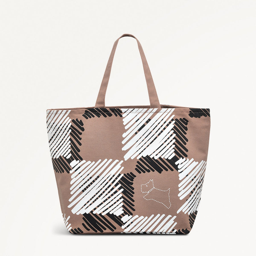 Check Me Out Fabric Small Ziptop Crook in Latte - 111546