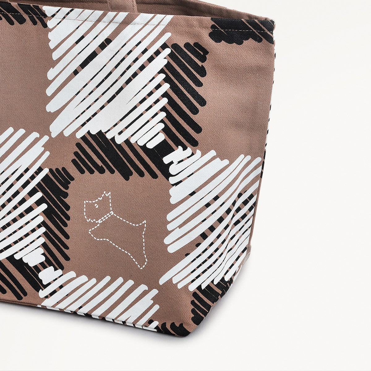 Check Me Out Fabric Small Ziptop Crook in Latte - 111546