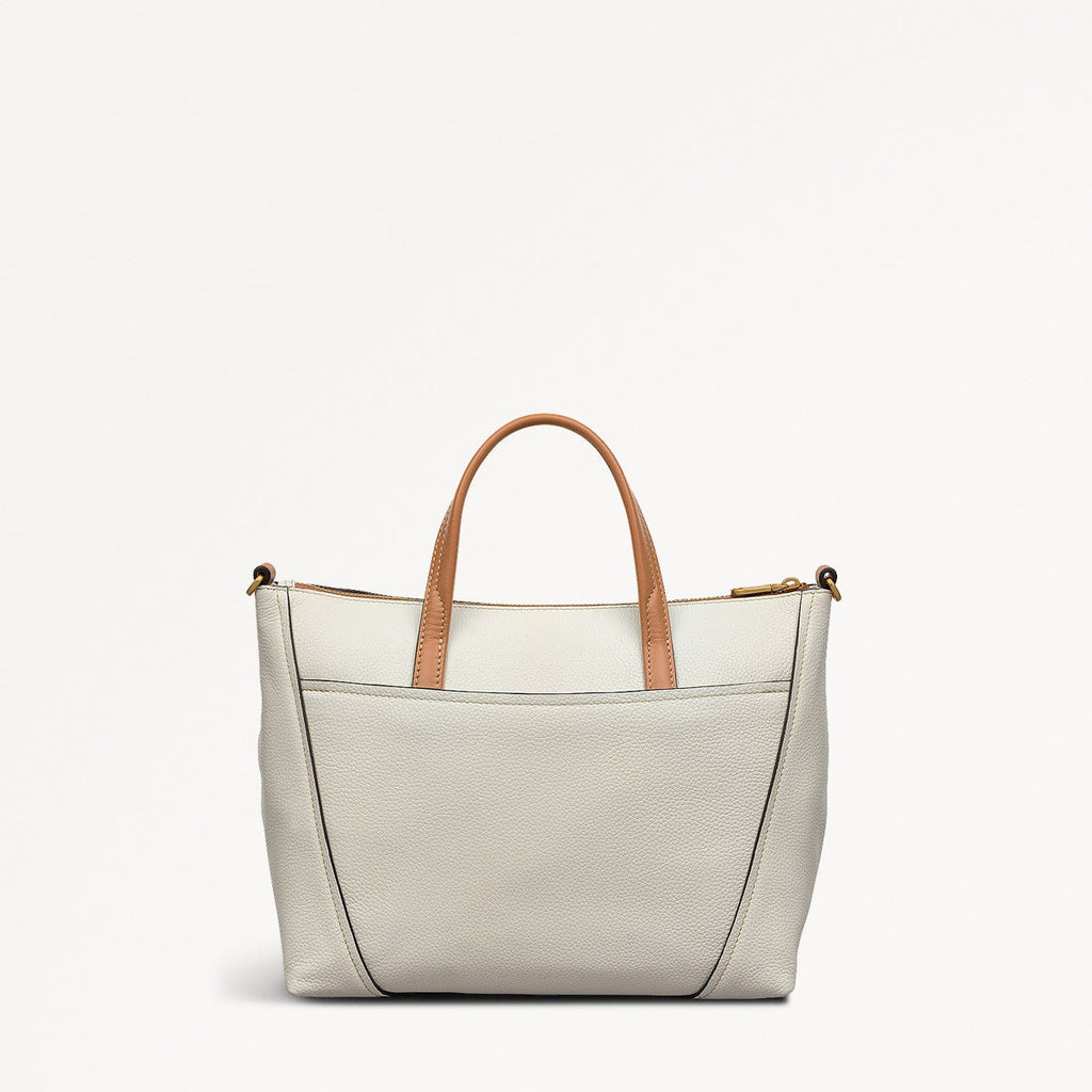 Kendal Terrace Leather Medium Ziptop Grab Bag in Chalk - 111563