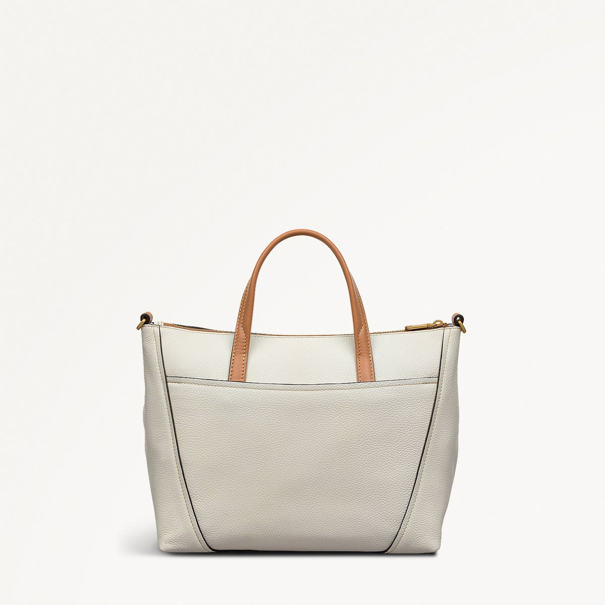 Kendal Terrace Leather Medium Ziptop Grab Bag in Chalk - 111563