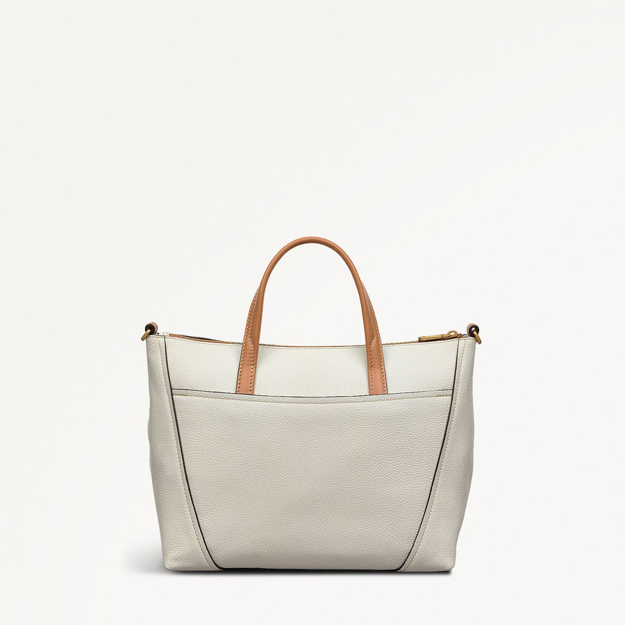 Kendal Terrace Leather Medium Ziptop Grab Bag in Chalk - 111563