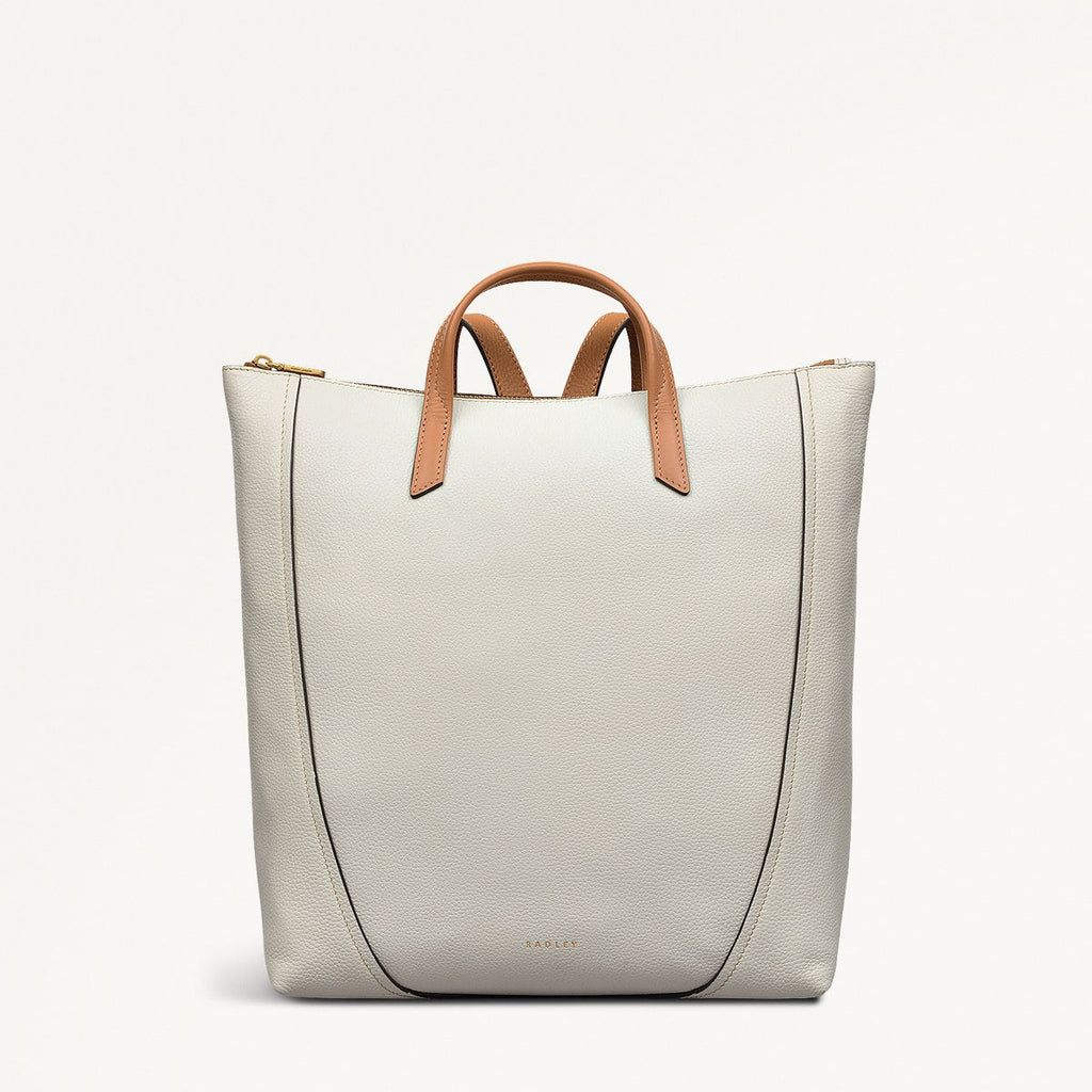 Kendal Terrace Leather Medium Ziptop Backpack in Chalk - 111566