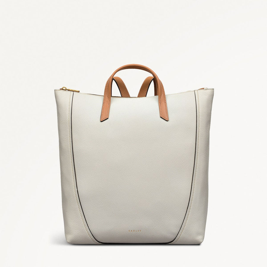 Kendal Terrace Leather Medium Ziptop Backpack in Chalk - 111566