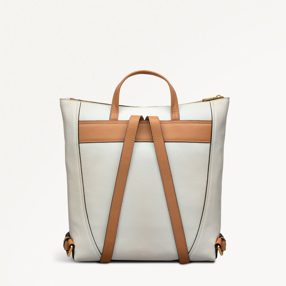 Kendal Terrace Leather Medium Ziptop Backpack in Chalk - 111566