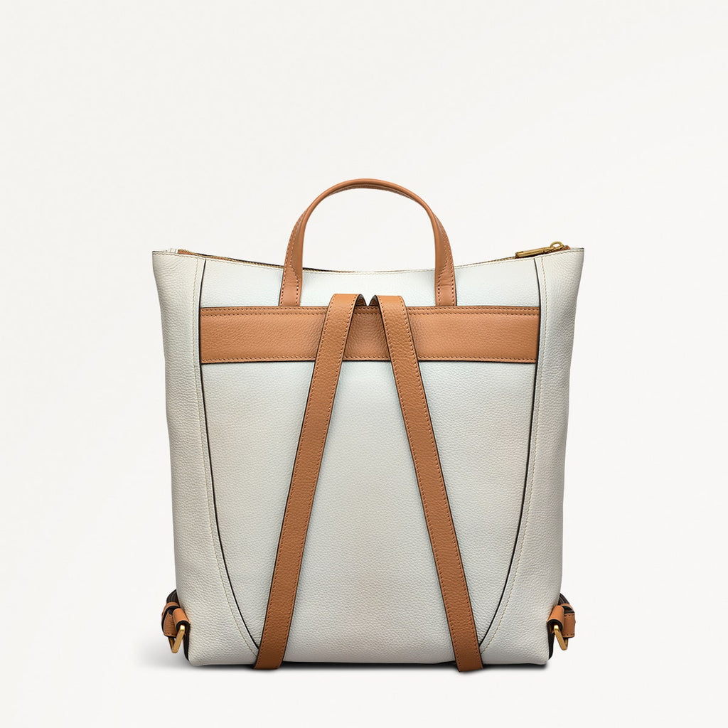 Kendal Terrace Leather Medium Ziptop Backpack in Chalk - 111566